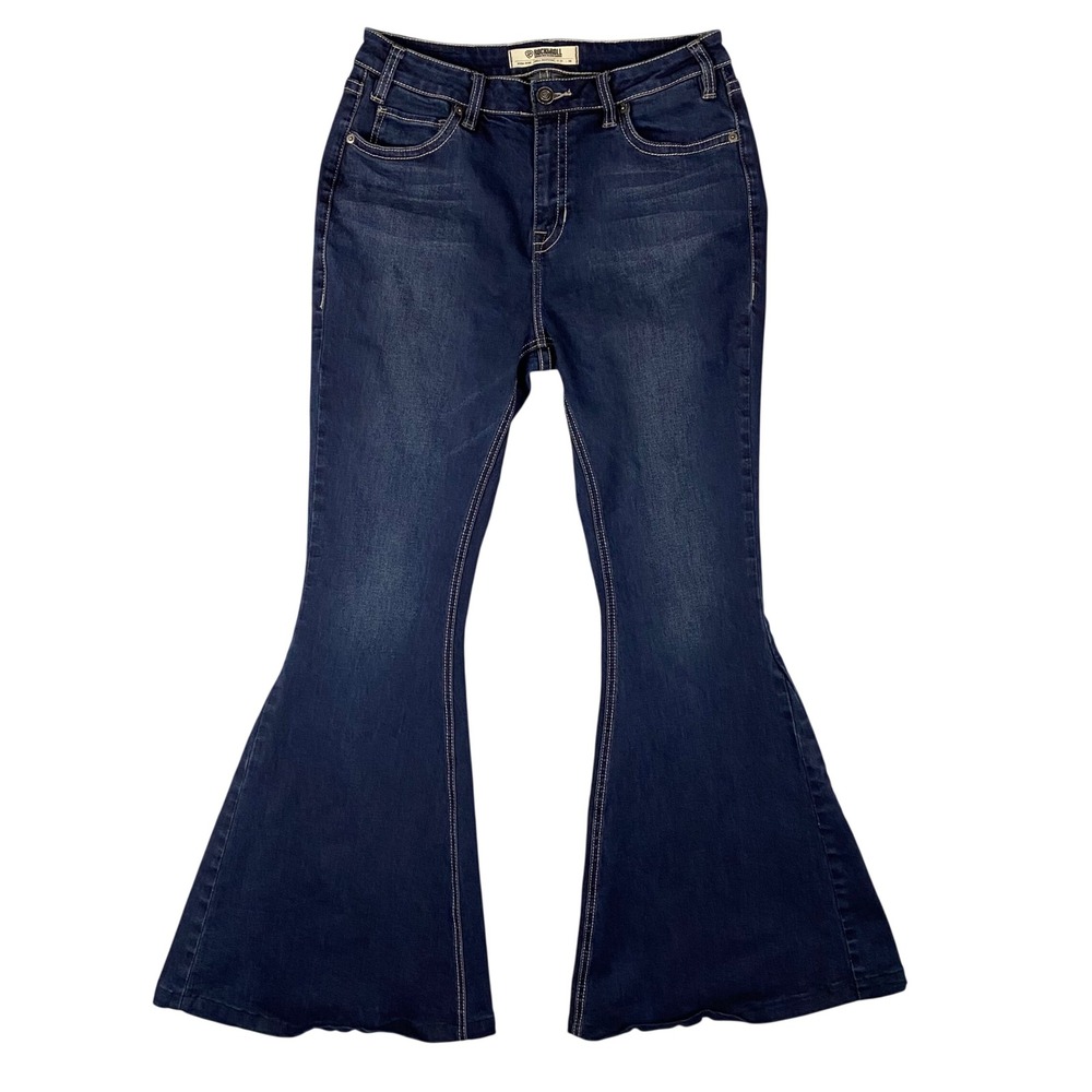 Dark Blue Flare Jeans - Women's Wide Leg Denim